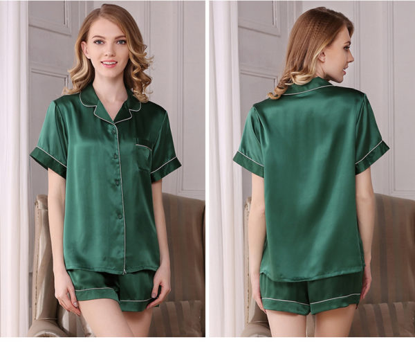 Seres Women’s Silk Pajamas,2-Piece Sleepwear,100% Silk Nightdress,Short ...
