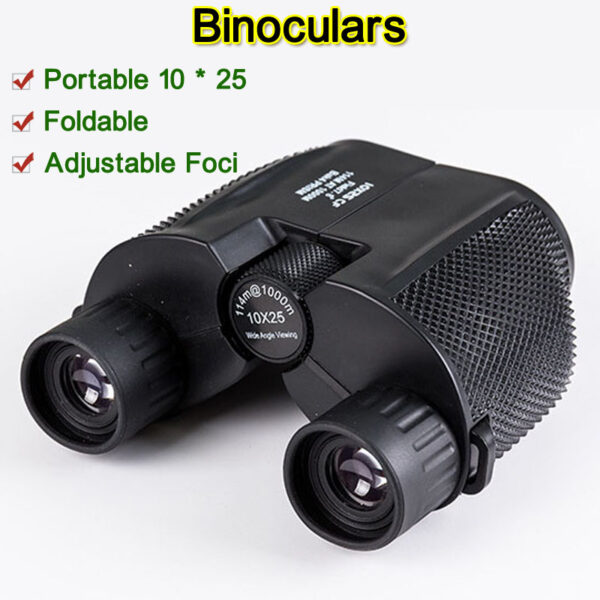 Fashionable Foldable 10 * 25 Binoculars,Portable Clear Outdoors Telescope with Adjustable foci,Durable Binoculars for Travel and Stage